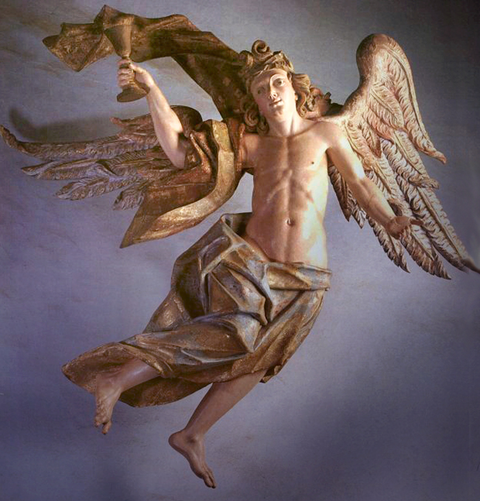 Anjo com o cálice da Paixão, na Via Sacra de Congonhas